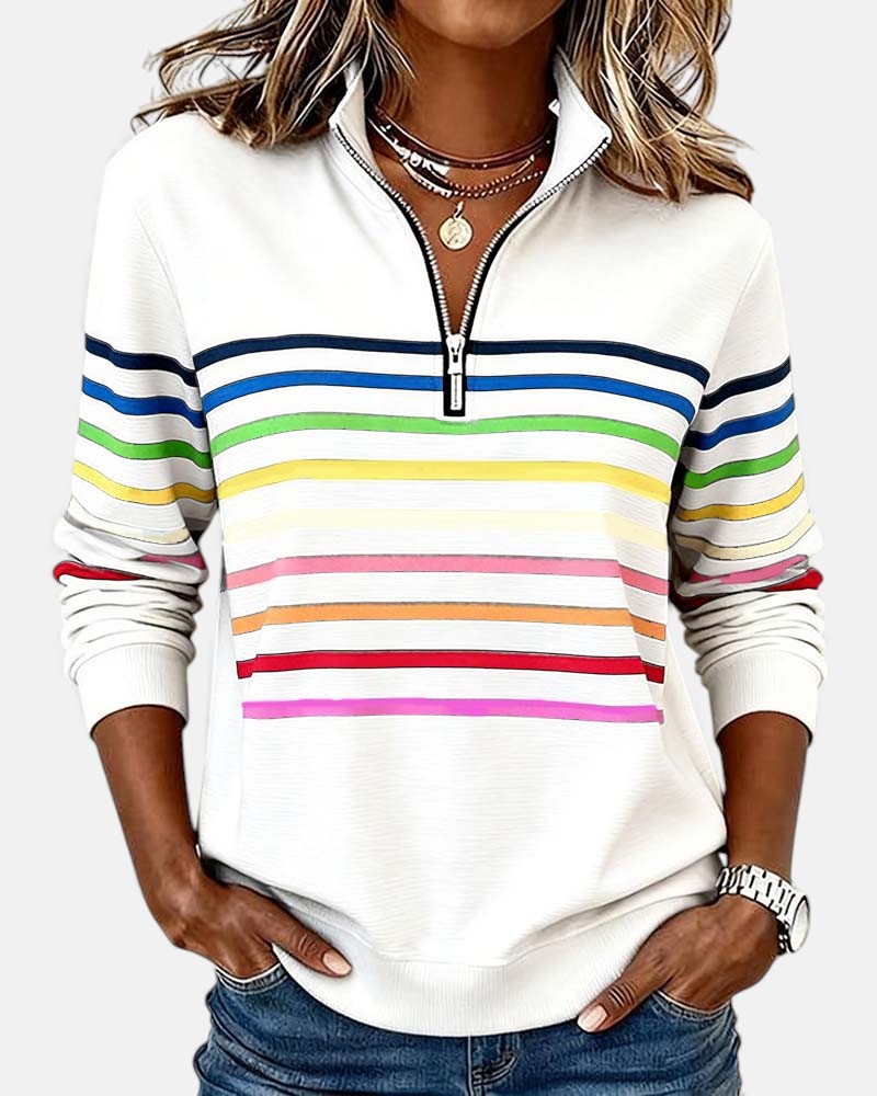Ella™ | Striped Zip-Up Hoodie