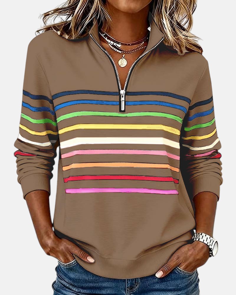 Ella™ | Striped Zip-Up Hoodie