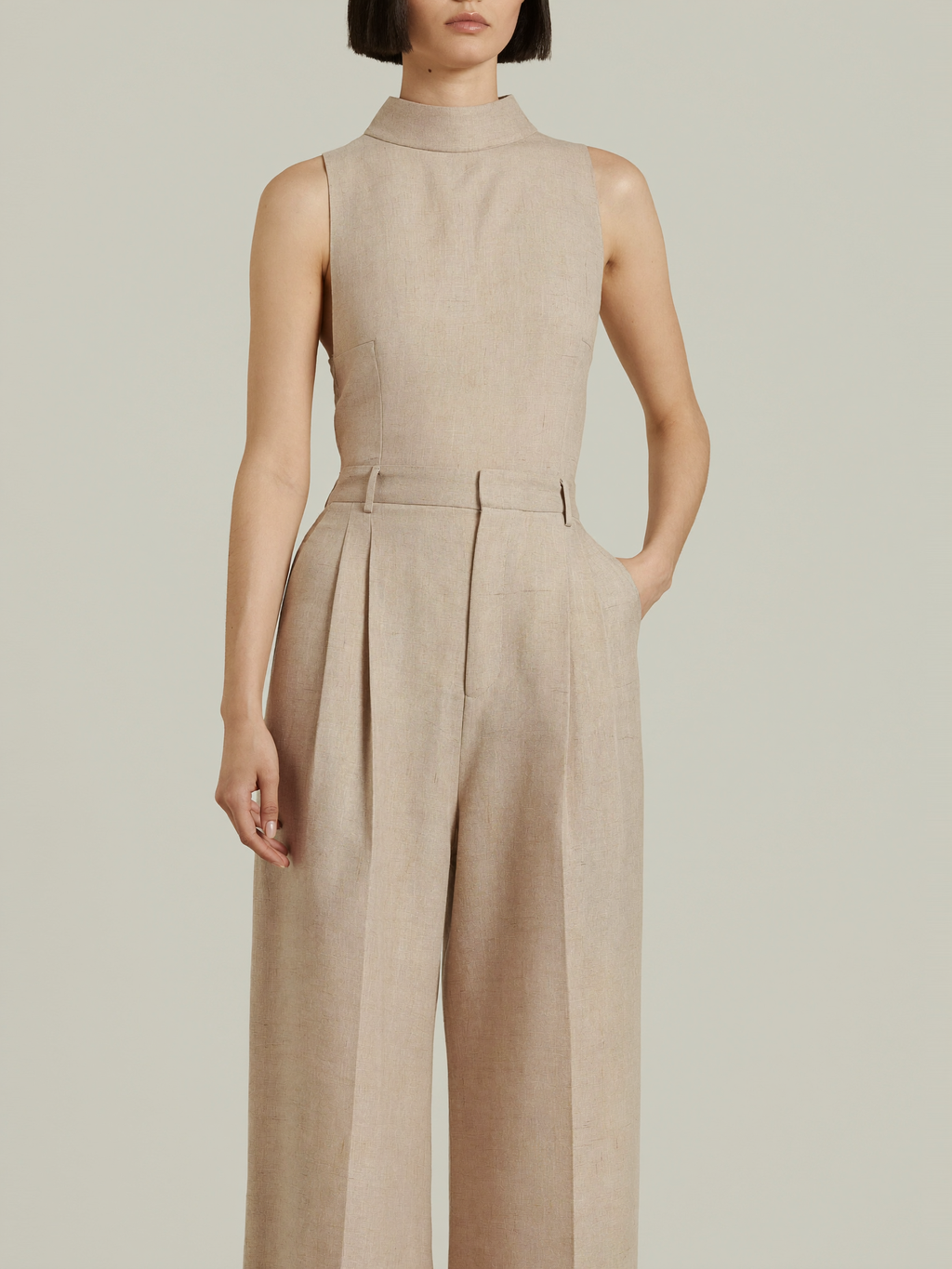 Colette two-piece linen co-ord set in beige