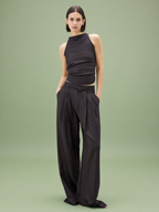 Colette two-piece linen co-ord set in black, alternate pose