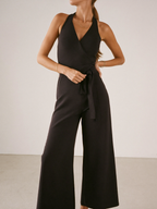 Adrienne wide-leg tie-waist jumpsuit in black