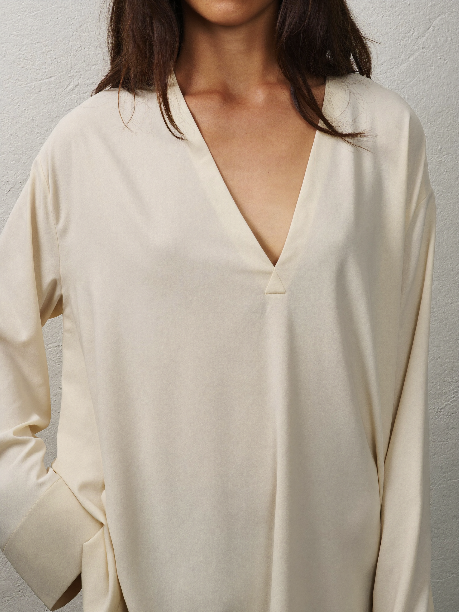 Estelle longline V-neck blouse in cream