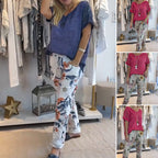 Evelyn™ | Solid Blouse And Casual Floral Print Pants